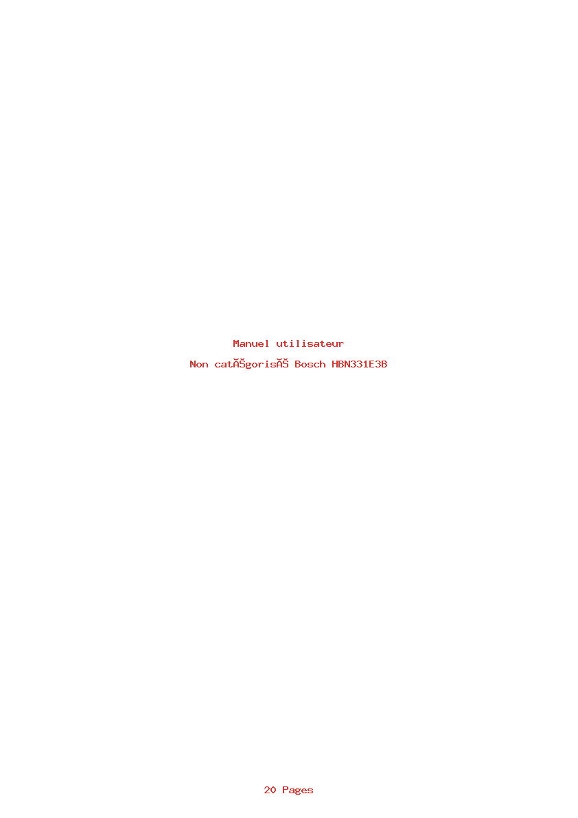 Page 1 de la notice Manuel utilisateur Bosch HBN331E3B