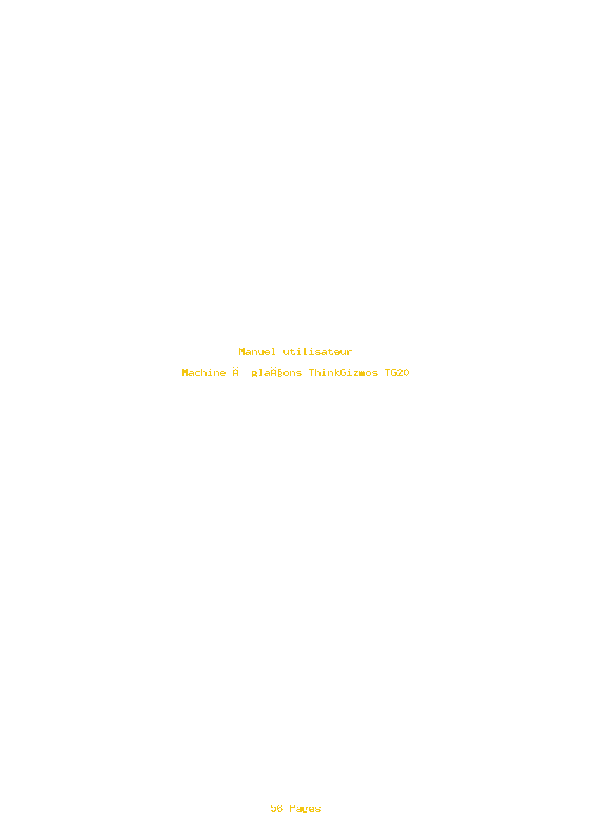 Page 1 de la notice Manuel utilisateur ThinkGizmos TG20