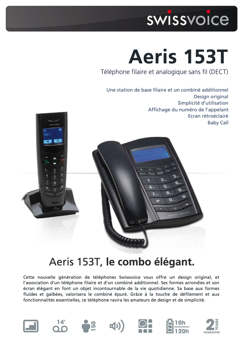 Página nº 1 - Ficha técnica Swissvoice Aeris 153 Combo