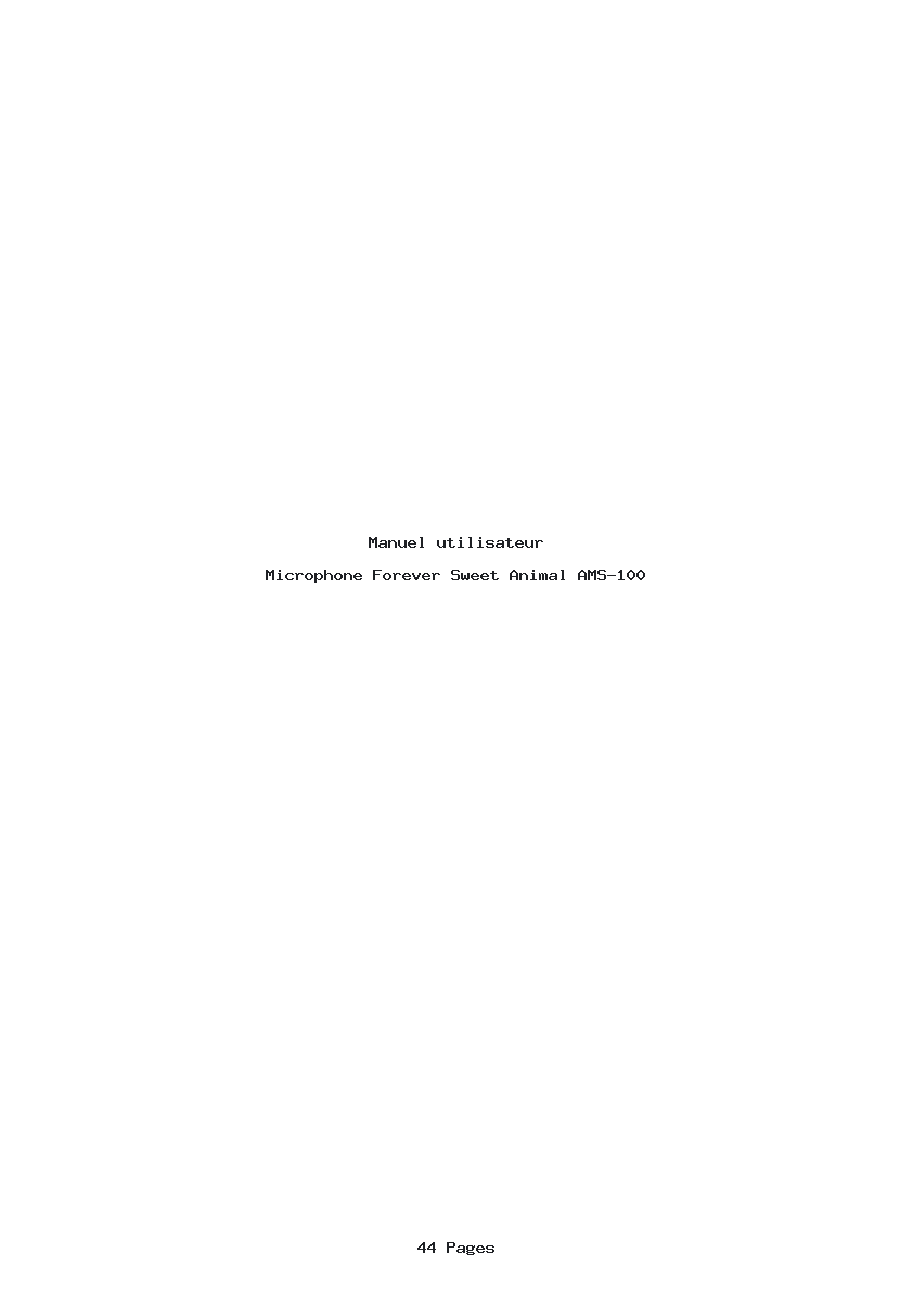 Page 1 de la notice Manuel utilisateur Forever Sweet Animal AMS-100