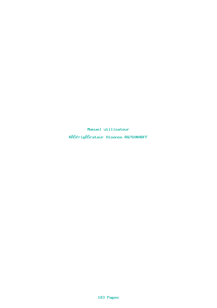 Page 1 de la notice Manuel utilisateur Hisense RQ760N4BFF