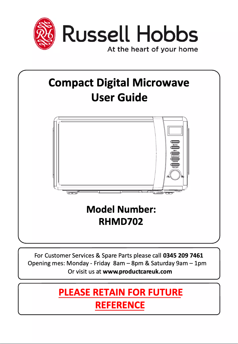 Page 1 de la notice Manuel utilisateur Russell Hobbs RHMD702C