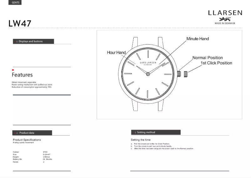 Page 1 de la notice Manuel utilisateur Lars Larsen OLIVER 147RWBLL