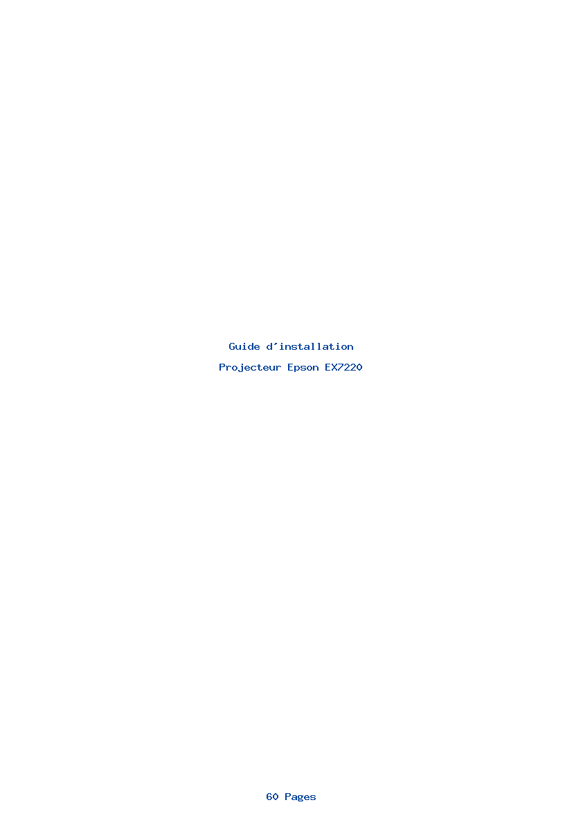 Page 1 de la notice Guide d'installation Epson EX7220