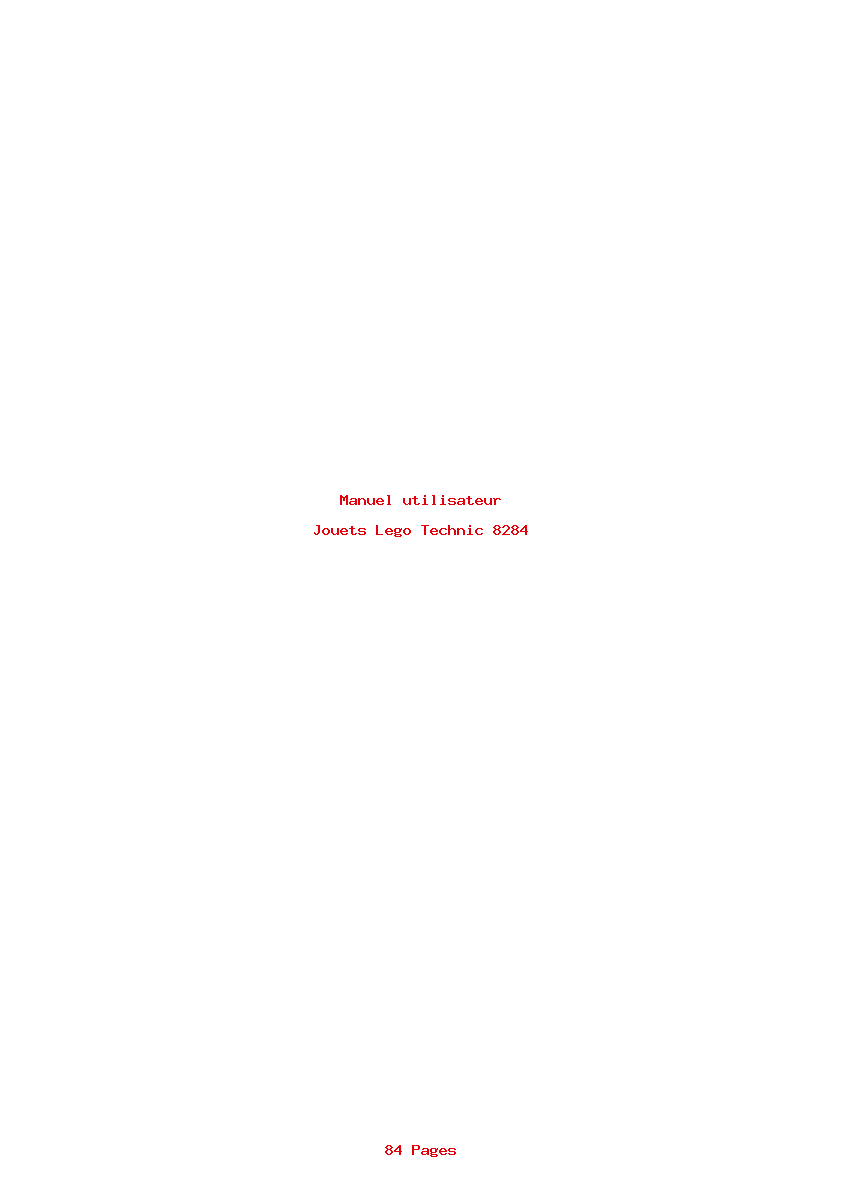 Page 1 de la notice Manuel utilisateur Lego Technic 8284