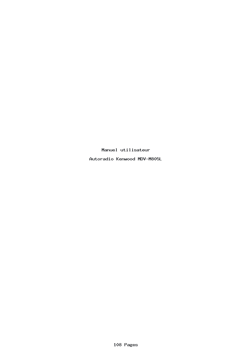 Page 1 de la notice Manuel utilisateur Kenwood MDV-M805L