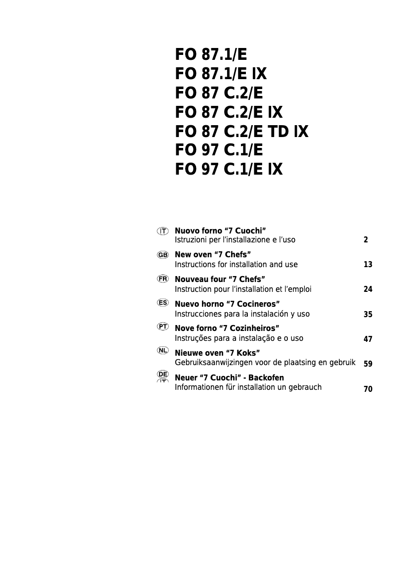 Page 1 de la notice Manuel utilisateur Ariston Thermo FO 87 C.2 E