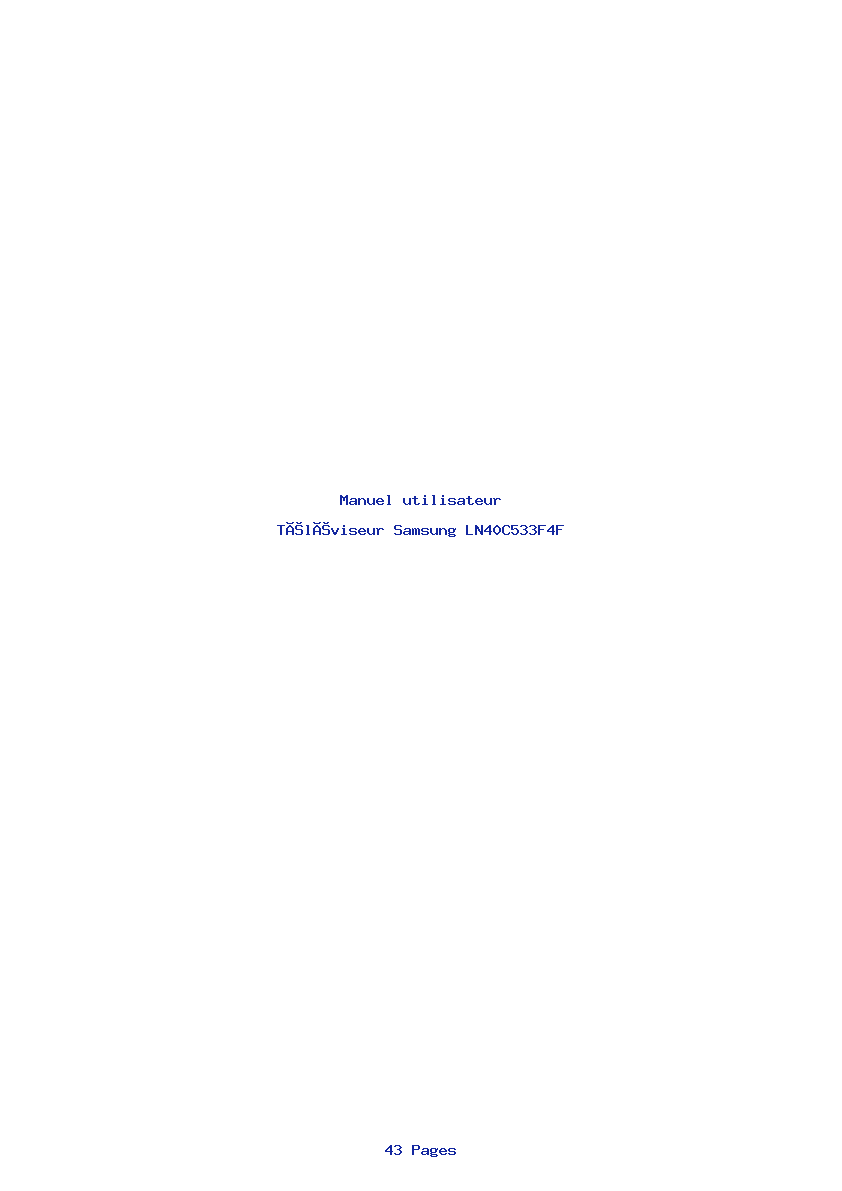 Page 1 de la notice Manuel utilisateur Samsung LN40C533F4F