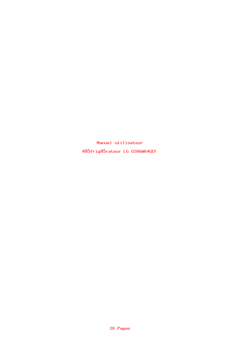Page 1 de la notice Manuel utilisateur LG GS86W64GEF