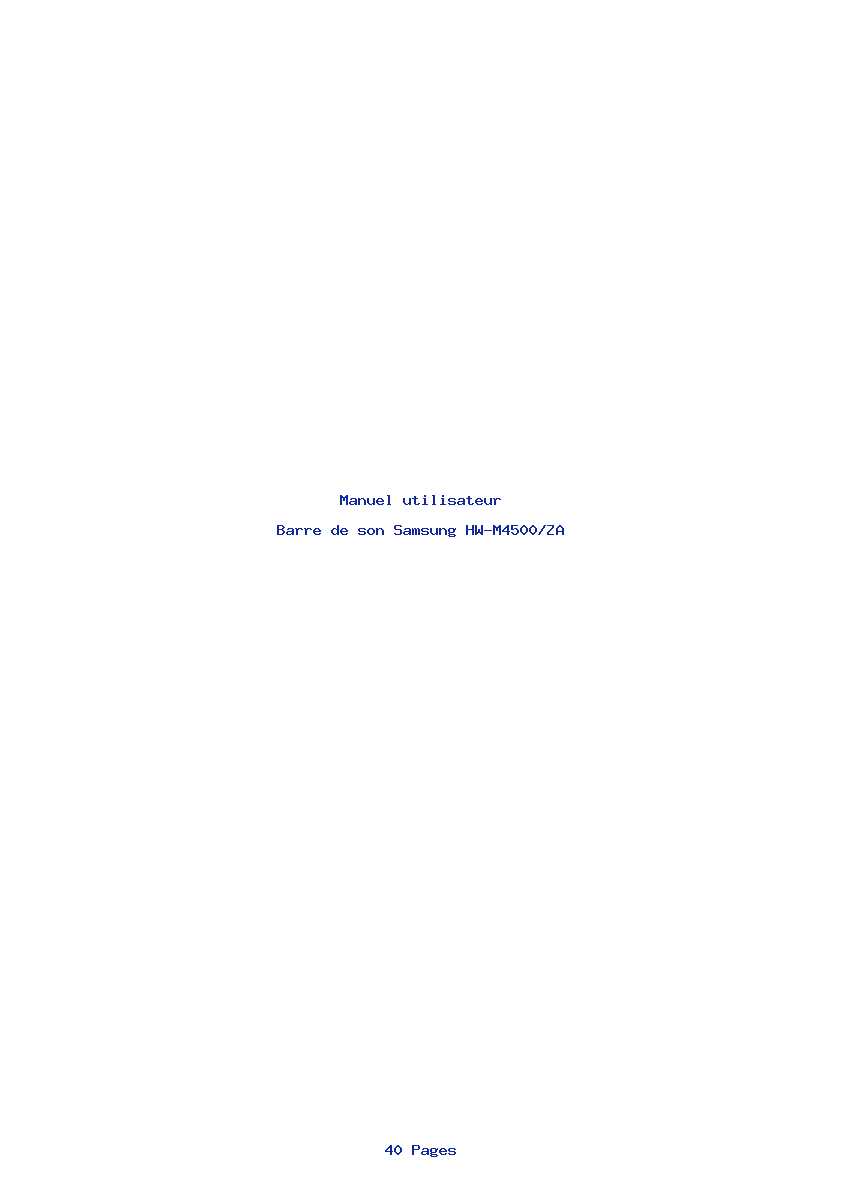 Page 1 de la notice Manuel utilisateur Samsung HW-M4500/ZA