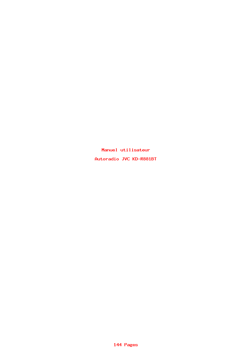 Page 1 de la notice Manuel utilisateur JVC KD-R881BT