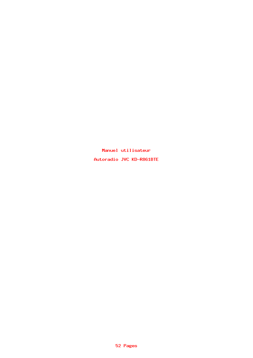 Page 1 de la notice Manuel utilisateur JVC KD-R861BTE