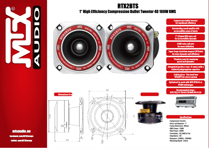 Page 1 de la notice Manuel utilisateur MTX Audio RTX2BTs