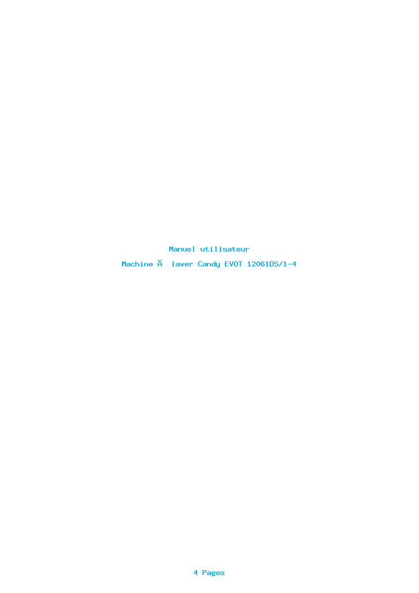 Page 1 de la notice Manuel utilisateur Candy EVOT 12061DS/1-4
