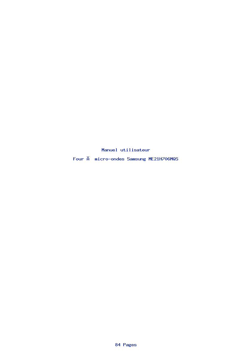 Page 1 de la notice Manuel utilisateur Samsung ME21H706MQS