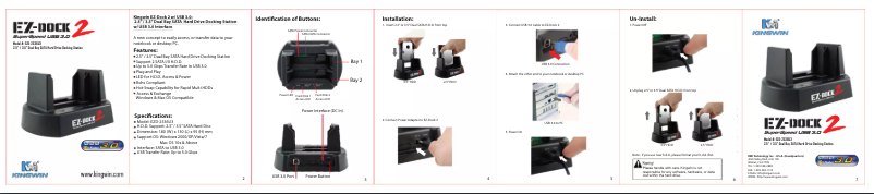 Page 1 de la notice Manuel utilisateur Kingwin EZD-2536U3