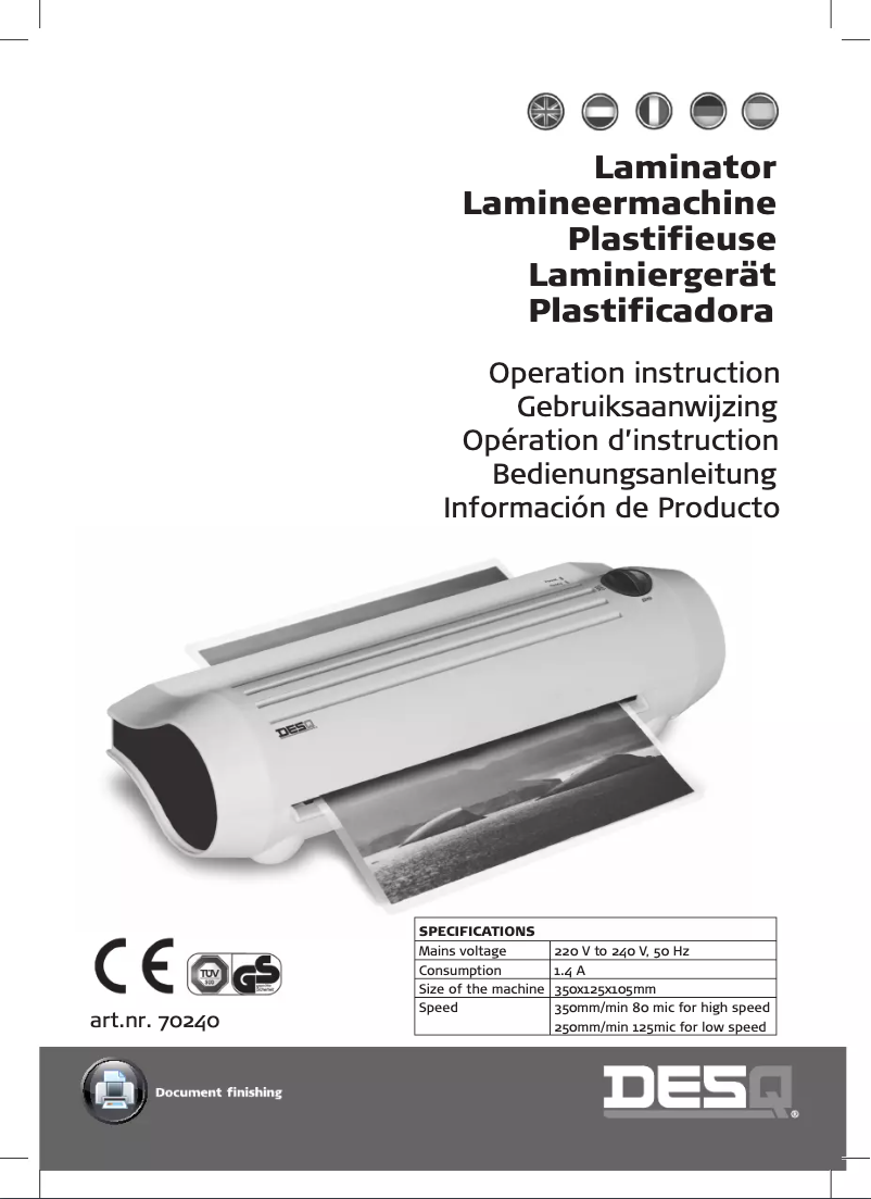 Page 1 of the manual User Manual Desq 70240