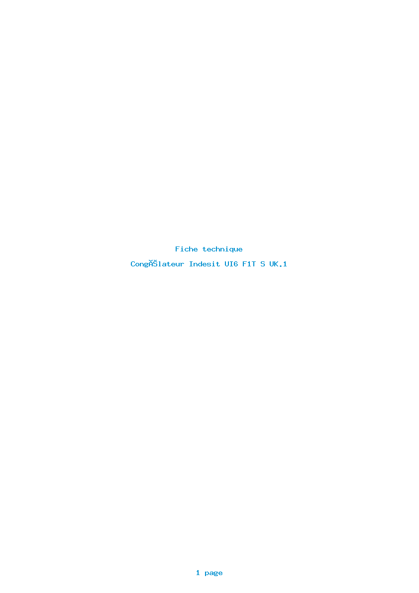 Page 1 de la notice Fiche technique Indesit UI6 F1T S UK.1