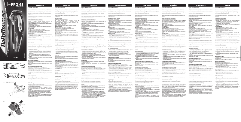 Page 1 de la notice Manuel utilisateur BaByliss E960E i-Pro 45