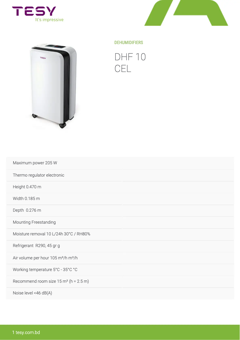 Página 1 del manual Manual de usuario Tesy DHF 10 CEL