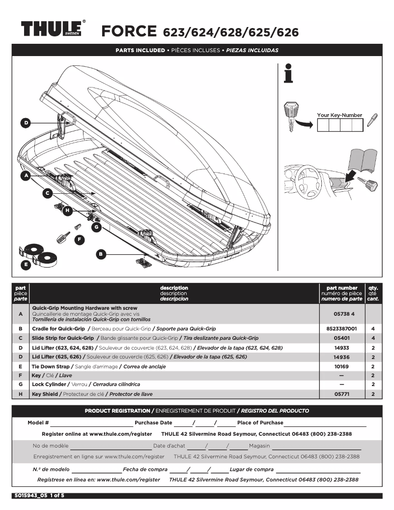 Page 1 de la notice Manuel utilisateur Thule Force L