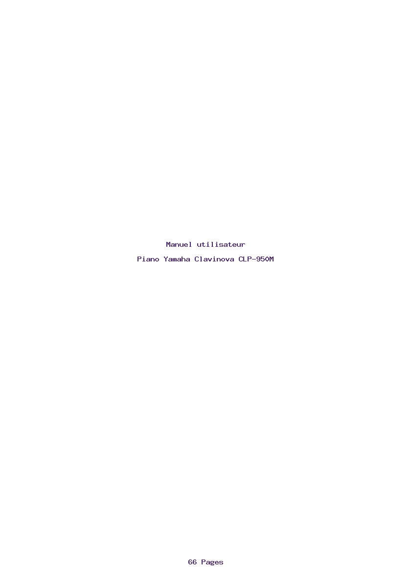 Page 1 de la notice Manuel utilisateur Yamaha Clavinova CLP-950M