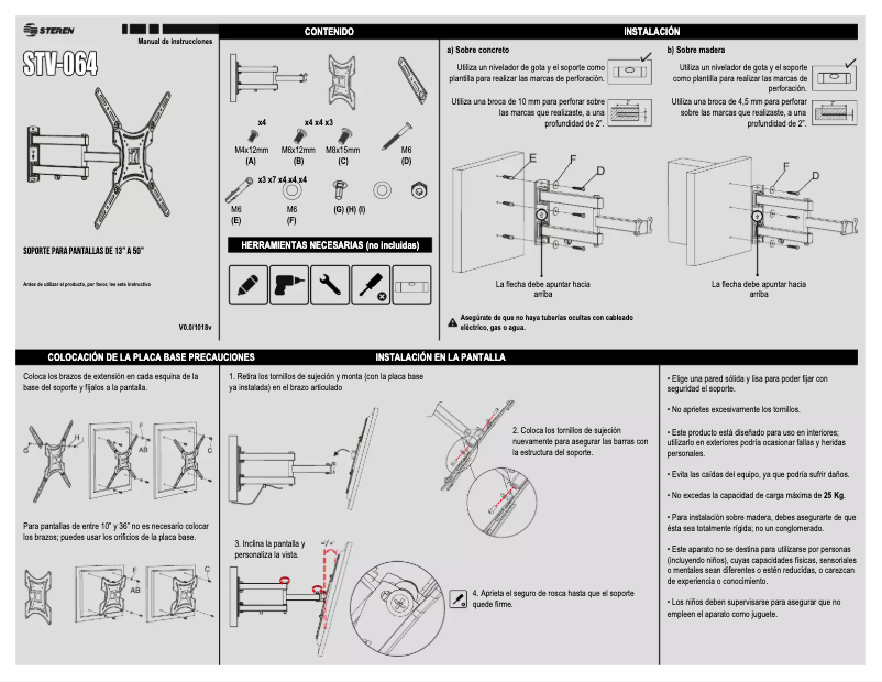 Página 1 del manual Manual de usuario Steren STV-064