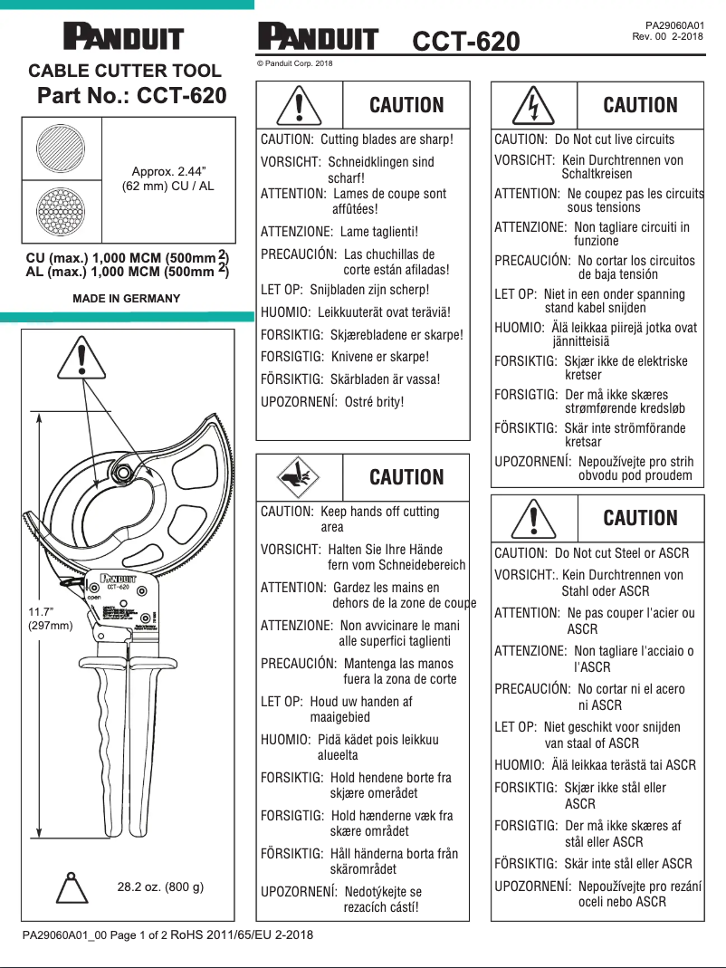 Page 1 de la notice Guide d'installation Panduit CCT-620