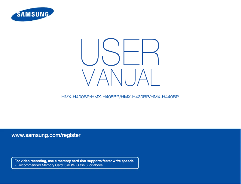 Page 1 de la notice Manuel utilisateur Samsung HMX-H430
