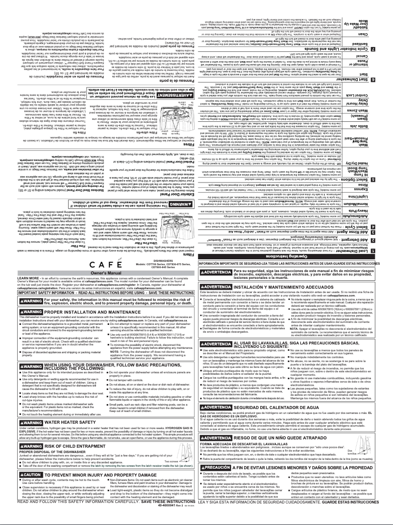 Page 1 of the manual User Manual GE CDT855P2NS1
