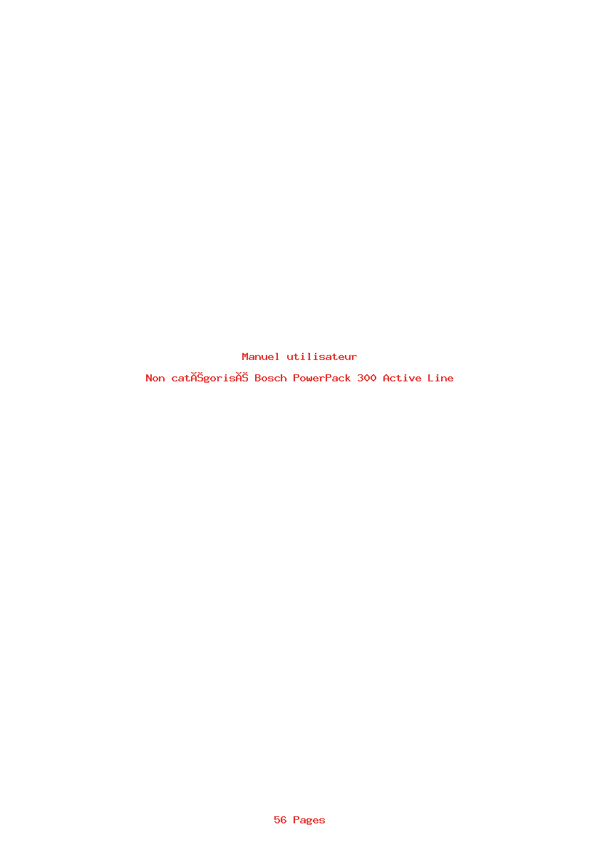 Page 1 de la notice Manuel utilisateur Bosch PowerPack 300 Active Line