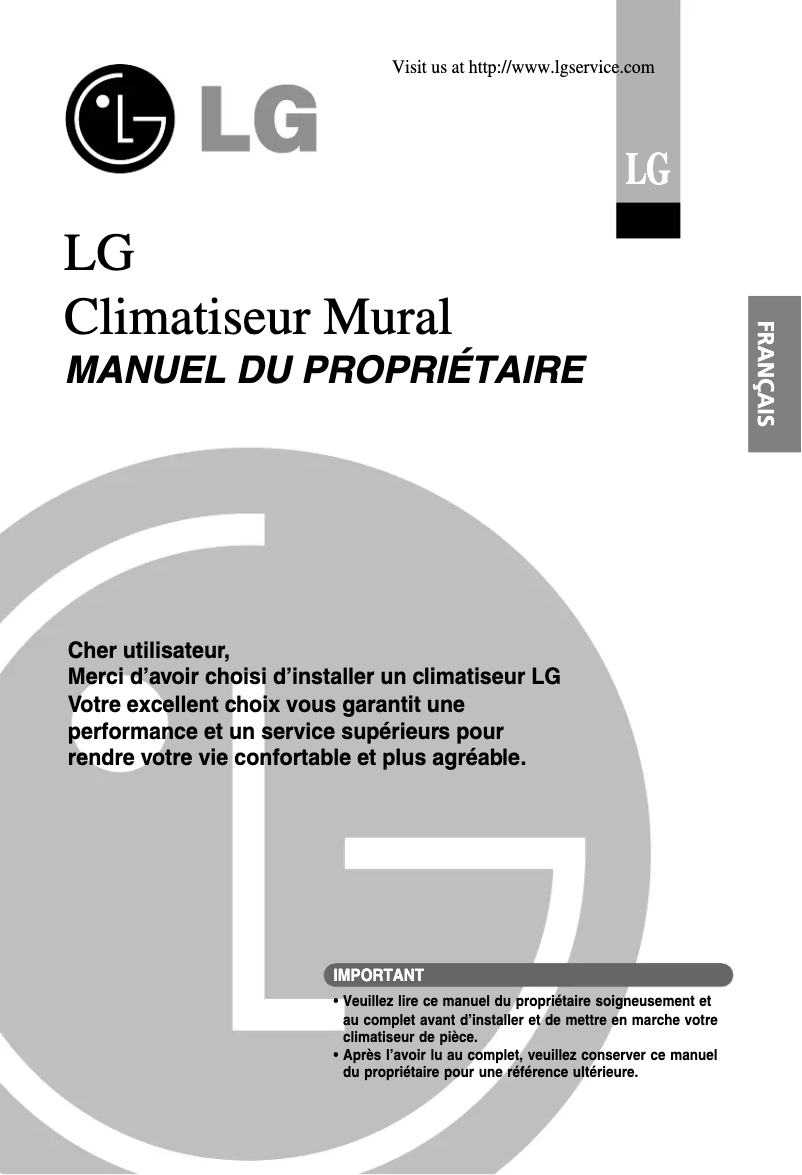 Page 1 de la notice Manuel utilisateur LG LSUH0764DM0
