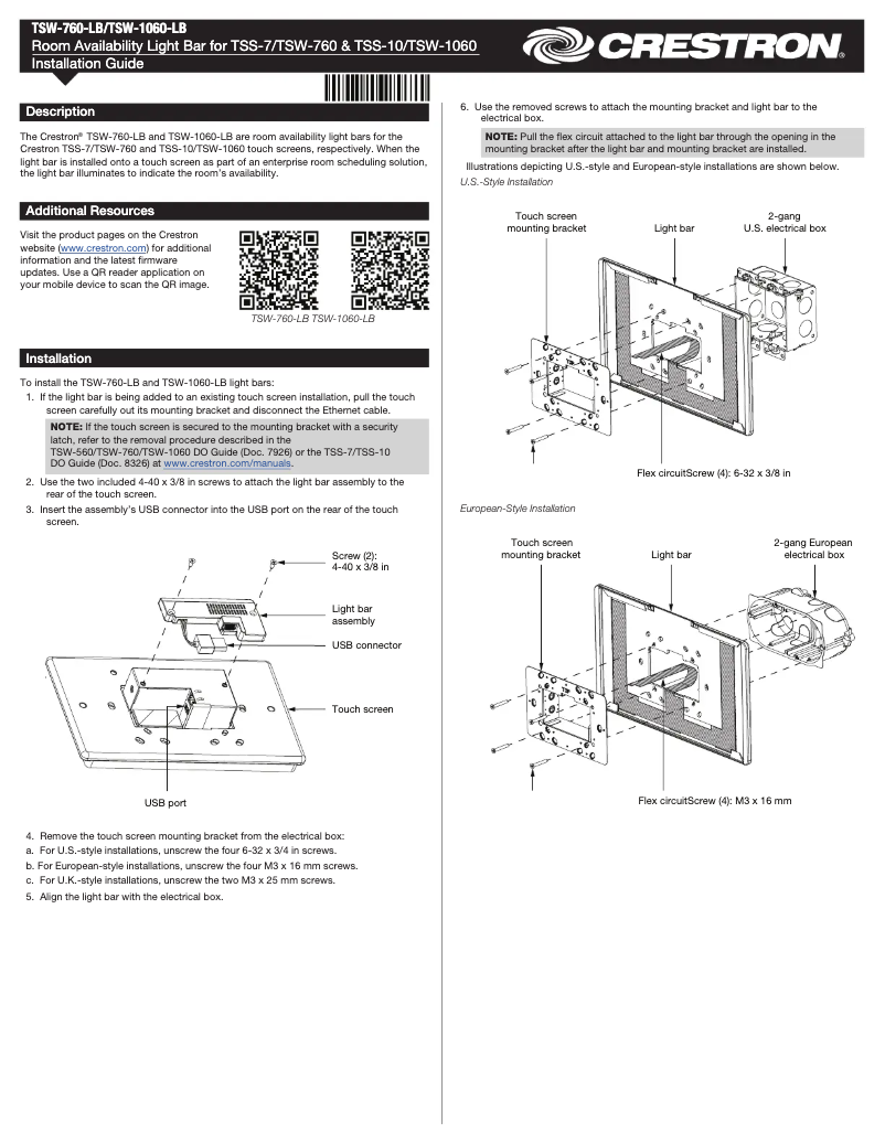 Page 1 de la notice Manuel utilisateur Crestron TSW-760-LB-W