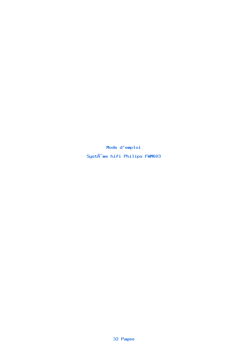 Page 1 de la notice Mode d'emploi Philips FWM603