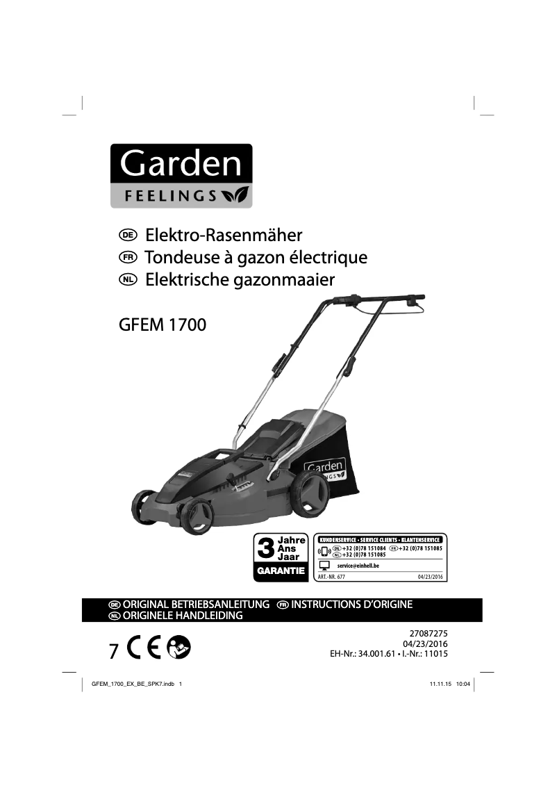 Página 1 del manual Manual de usuario Garden Feelings GFEM 1700