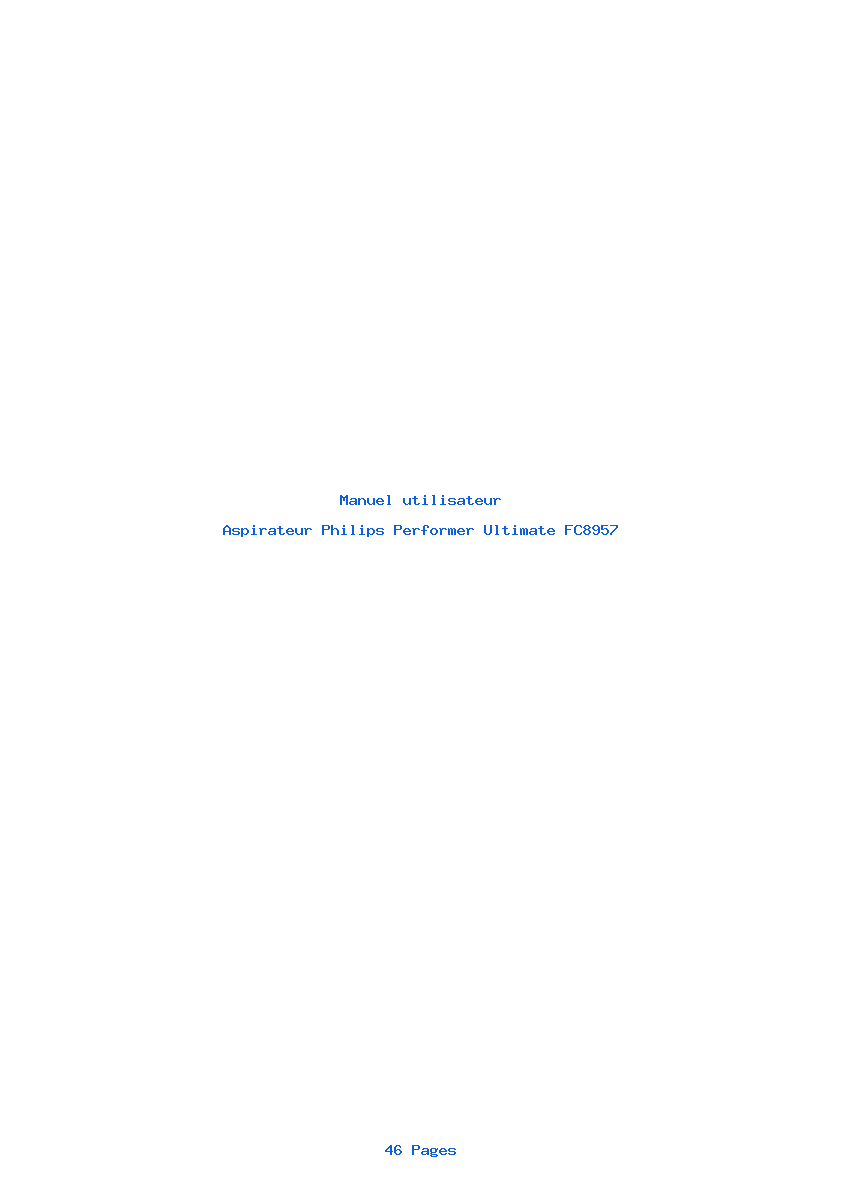 Page 1 de la notice Manuel utilisateur Philips Performer Ultimate FC8957