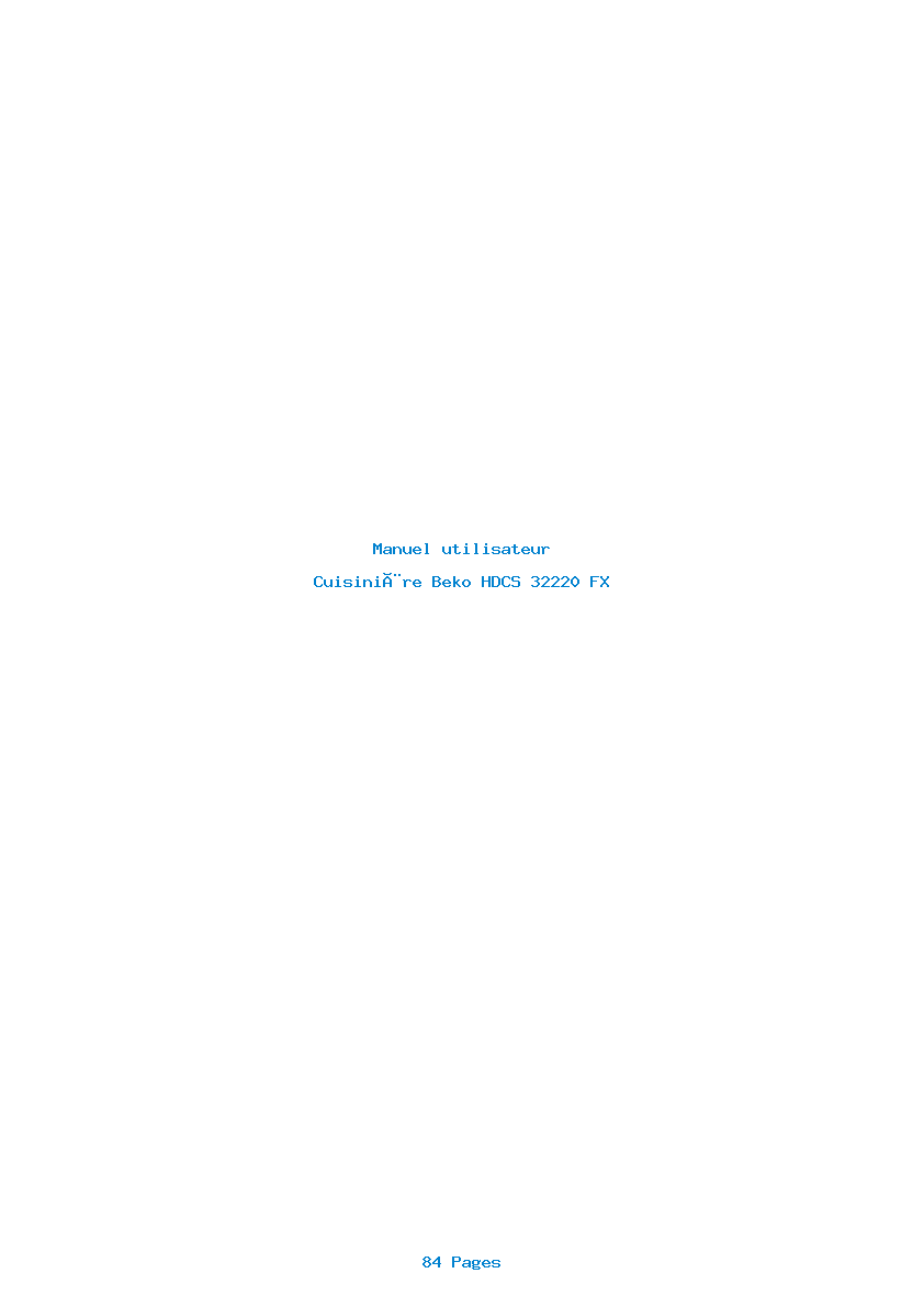 Page 1 de la notice Manuel utilisateur Beko HDCS 32220 FX