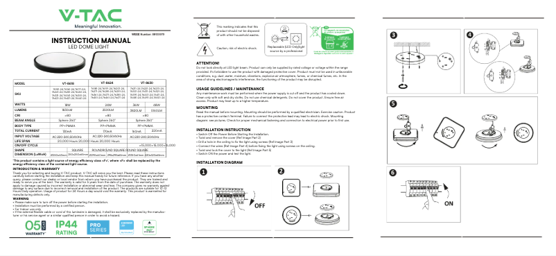 Page 1 de la notice Manuel utilisateur V-TAC VT-8618