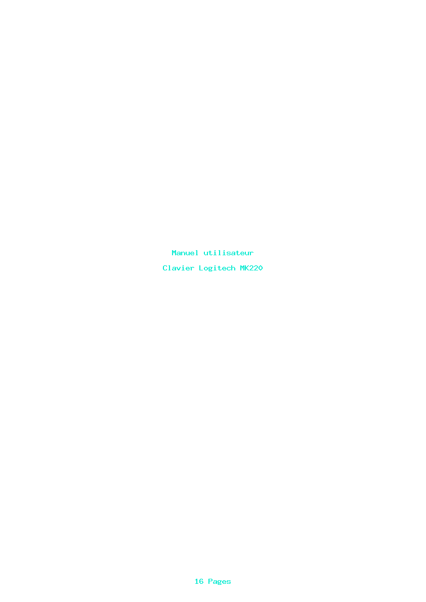 Page 1 de la notice Manuel utilisateur Logitech MK220