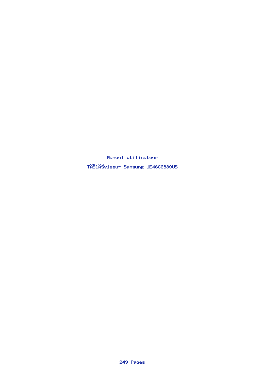 Page 1 de la notice Manuel utilisateur Samsung UE46C6880US