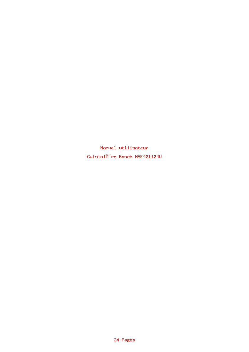 Page 1 de la notice Manuel utilisateur Bosch HSE421124U