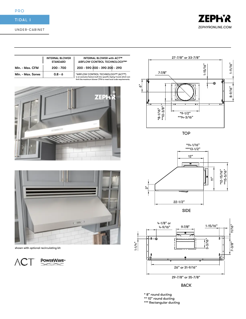 Página 1 del manual Ficha técnica Zephyr Tidal I AK7336AS
