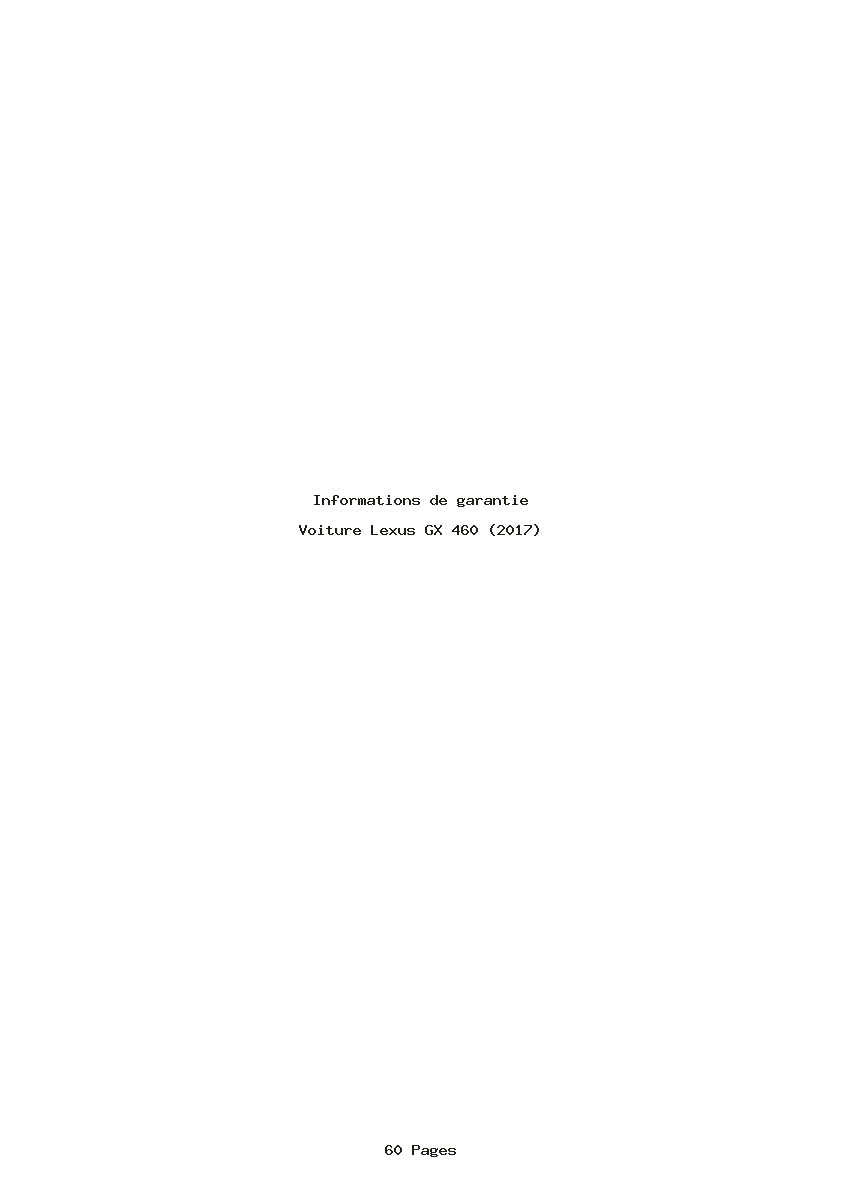 Page 1 de la notice Informations de garantie Lexus GX 460 (2017)