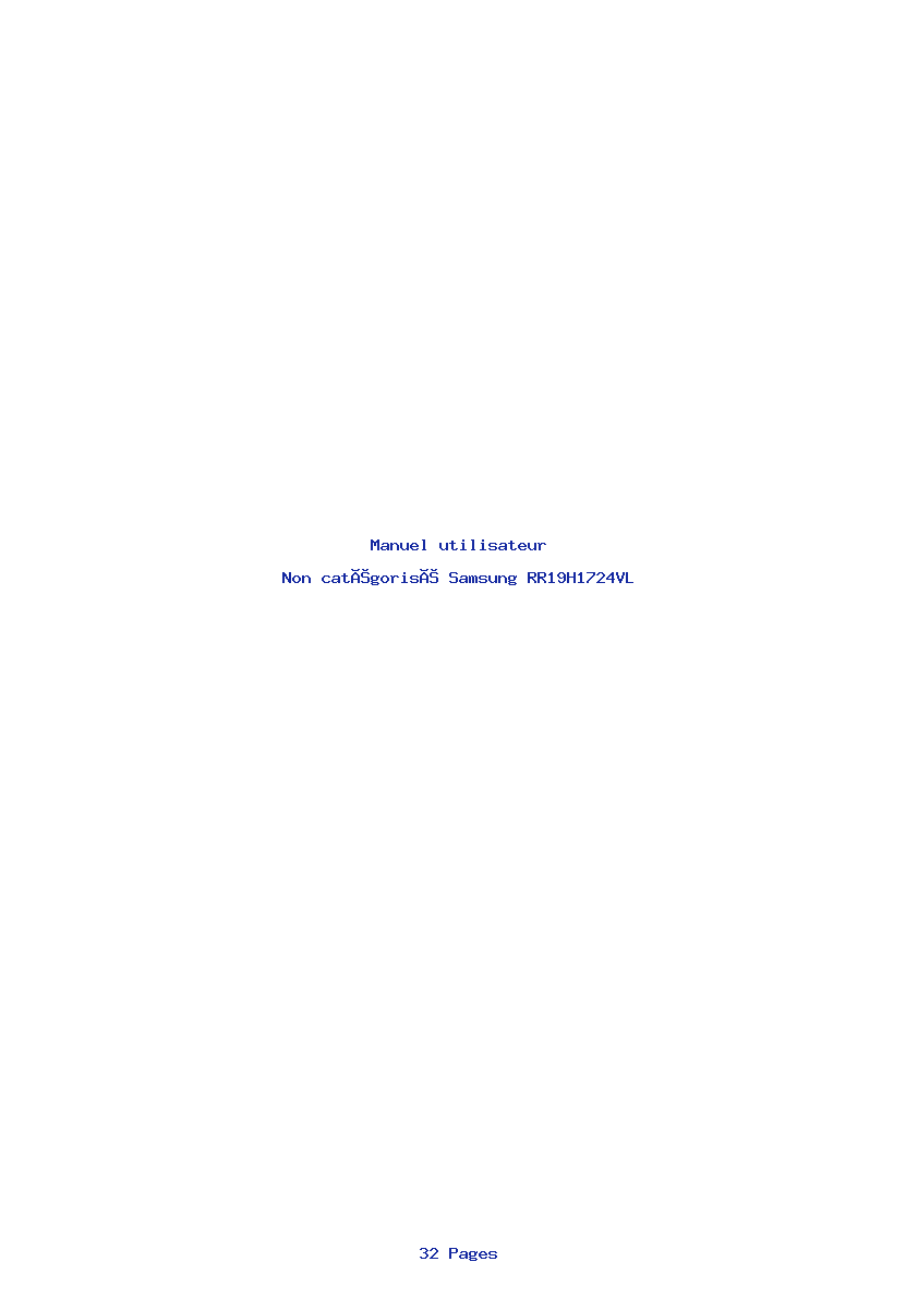 Page 1 de la notice Manuel utilisateur Samsung RR19H1724VL