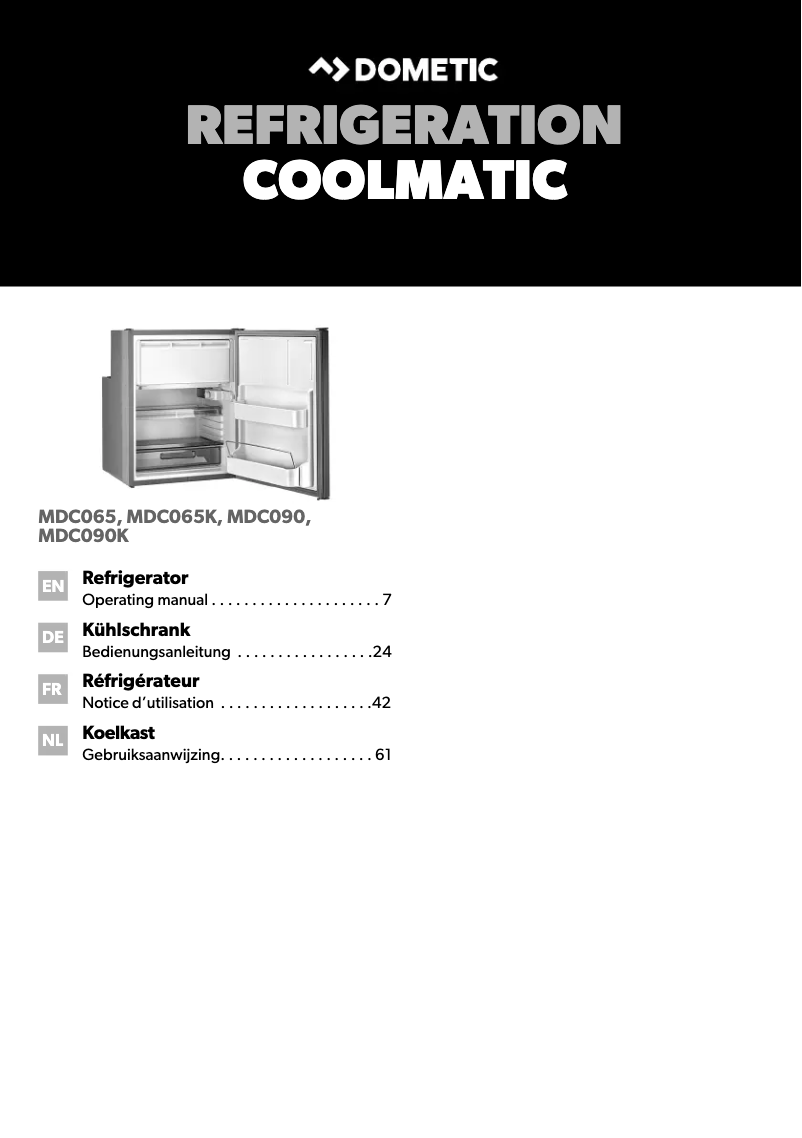 Page 1 de la notice Manuel utilisateur Dometic CoolMatic MDC 65
