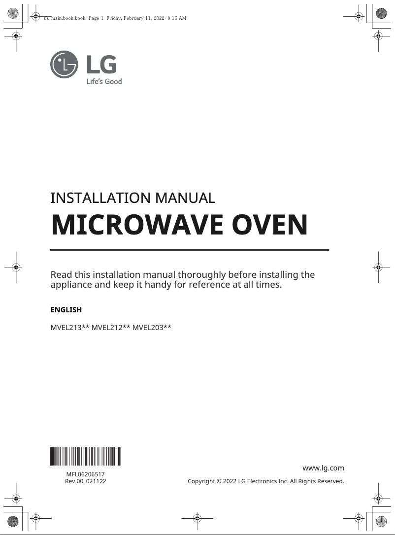 Page 1 de la notice Guide d'installation LG MVEL2033F