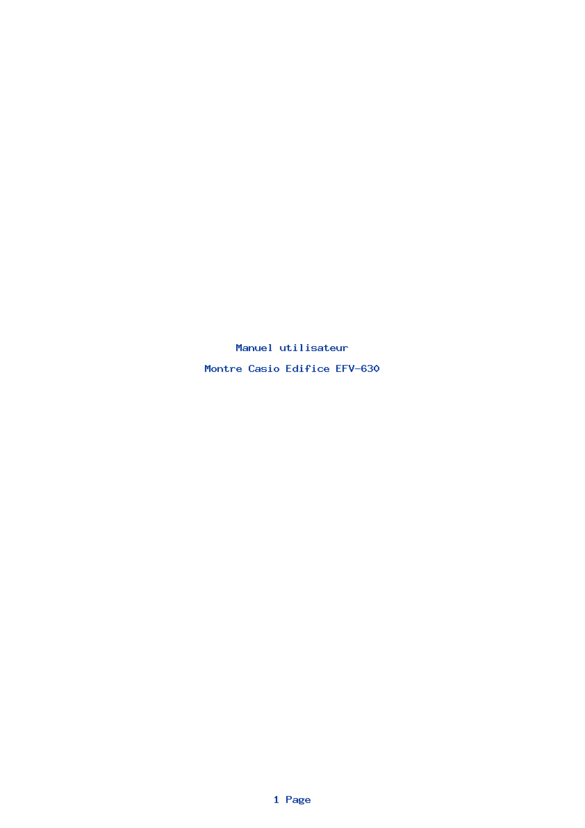 Page 1 de la notice Manuel utilisateur Casio Edifice EFV-630