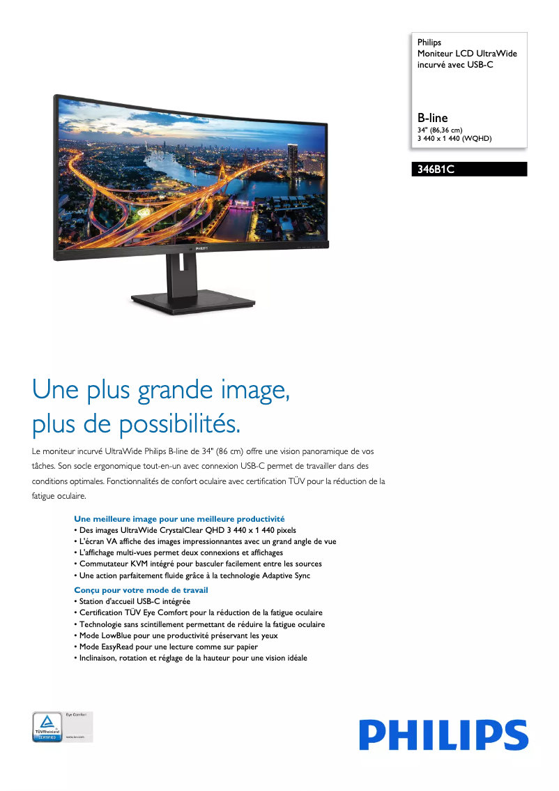 Página 1 del manual Ficha técnica Philips B Line 346B1C