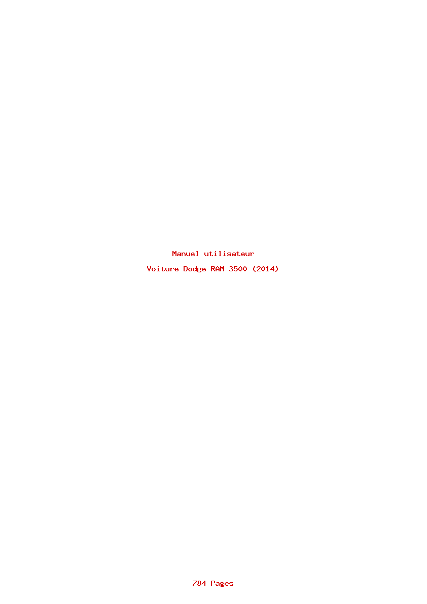Page 1 de la notice Manuel utilisateur Dodge RAM 3500 (2014)