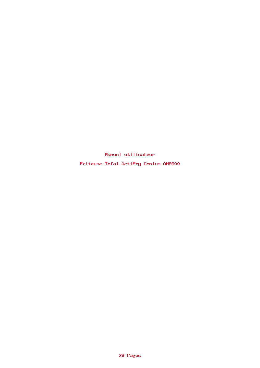 Page 1 de la notice Manuel utilisateur Tefal ActiFry Genius AH9600